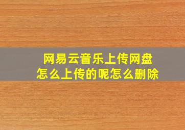 网易云音乐上传网盘怎么上传的呢怎么删除