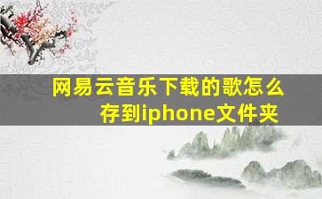 网易云音乐下载的歌怎么存到iphone文件夹