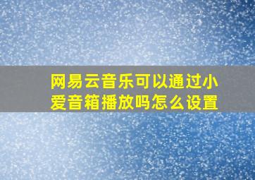 网易云音乐可以通过小爱音箱播放吗怎么设置