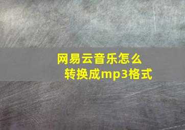 网易云音乐怎么转换成mp3格式