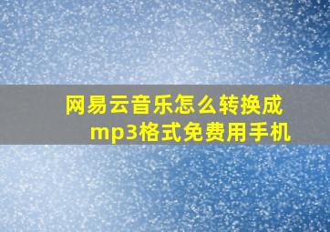 网易云音乐怎么转换成mp3格式免费用手机