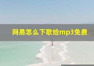 网易怎么下歌给mp3免费