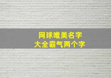 网球唯美名字大全霸气两个字