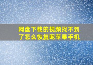 网盘下载的视频找不到了怎么恢复呢苹果手机