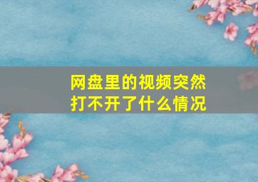 网盘里的视频突然打不开了什么情况