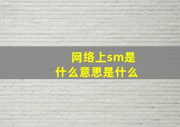 网络上sm是什么意思是什么