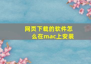 网页下载的软件怎么在mac上安装