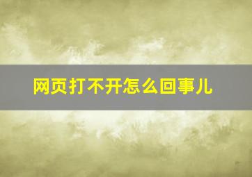 网页打不开怎么回事儿