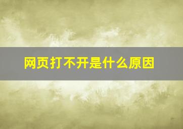 网页打不开是什么原因