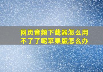 网页音频下载器怎么用不了了呢苹果版怎么办