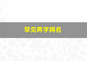 罕见两字网名