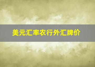 美元汇率农行外汇牌价