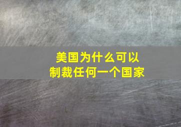 美国为什么可以制裁任何一个国家