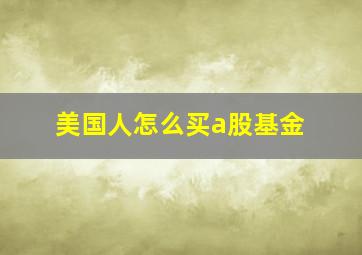 美国人怎么买a股基金