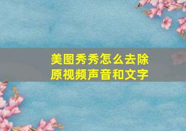 美图秀秀怎么去除原视频声音和文字