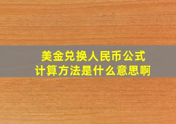 美金兑换人民币公式计算方法是什么意思啊