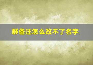 群备注怎么改不了名字