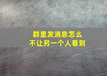 群里发消息怎么不让另一个人看到