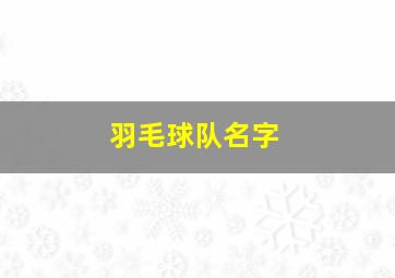 羽毛球队名字