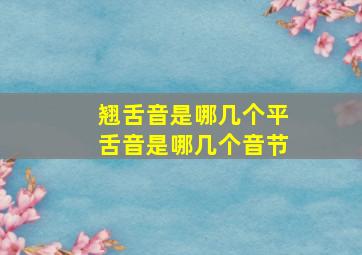 翘舌音是哪几个平舌音是哪几个音节