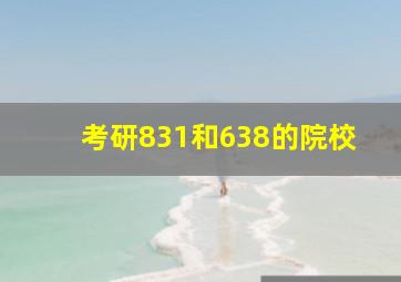 考研831和638的院校