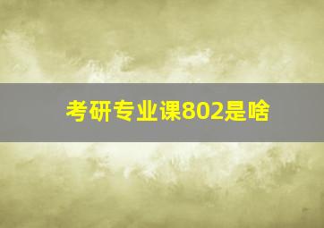 考研专业课802是啥