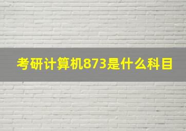 考研计算机873是什么科目