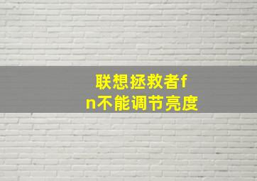 联想拯救者fn不能调节亮度