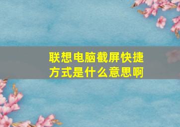 联想电脑截屏快捷方式是什么意思啊