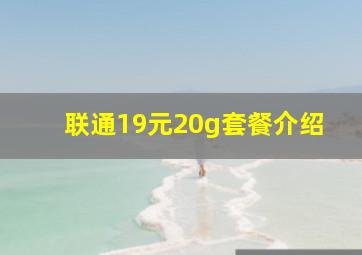 联通19元20g套餐介绍