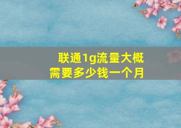 联通1g流量大概需要多少钱一个月