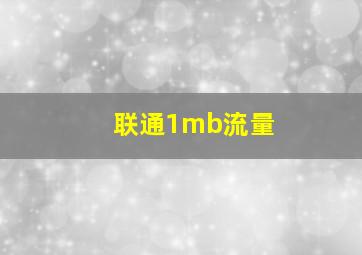 联通1mb流量