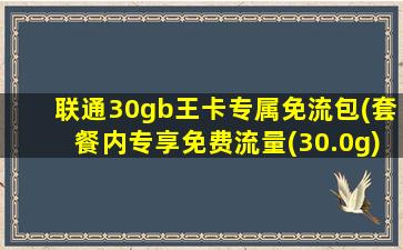 联通30gb王卡专属免流包(套餐内专享免费流量(30.0g))