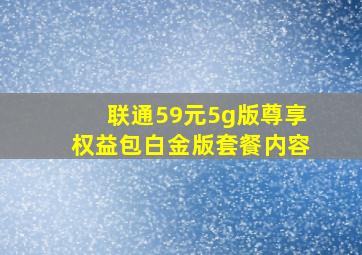 联通59元5g版尊享权益包白金版套餐内容