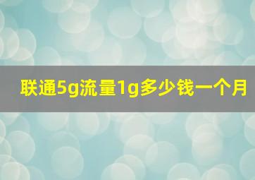 联通5g流量1g多少钱一个月