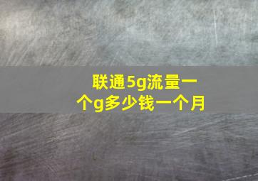 联通5g流量一个g多少钱一个月