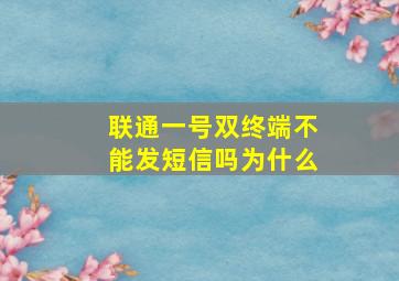 联通一号双终端不能发短信吗为什么