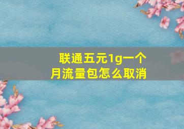 联通五元1g一个月流量包怎么取消