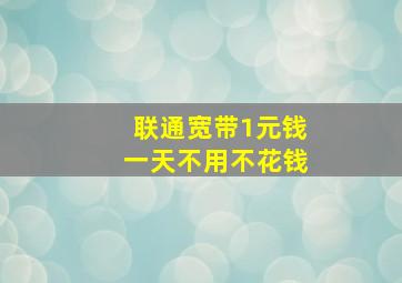 联通宽带1元钱一天不用不花钱