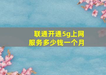 联通开通5g上网服务多少钱一个月