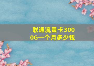 联通流量卡3000G一个月多少钱