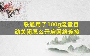 联通用了100g流量自动关闭怎么开启网络连接