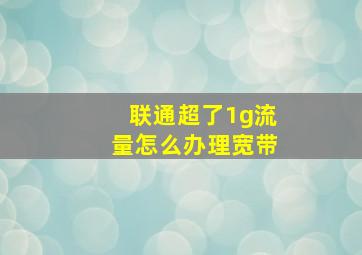 联通超了1g流量怎么办理宽带