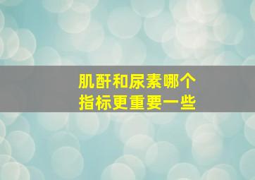 肌酐和尿素哪个指标更重要一些