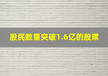 股民数量突破1.6亿的股票