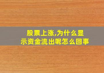 股票上涨,为什么显示资金流出呢怎么回事