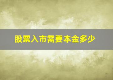 股票入市需要本金多少