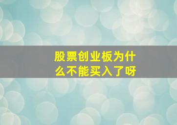 股票创业板为什么不能买入了呀