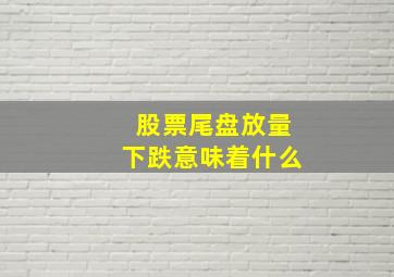 股票尾盘放量下跌意味着什么