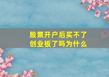 股票开户后买不了创业板了吗为什么